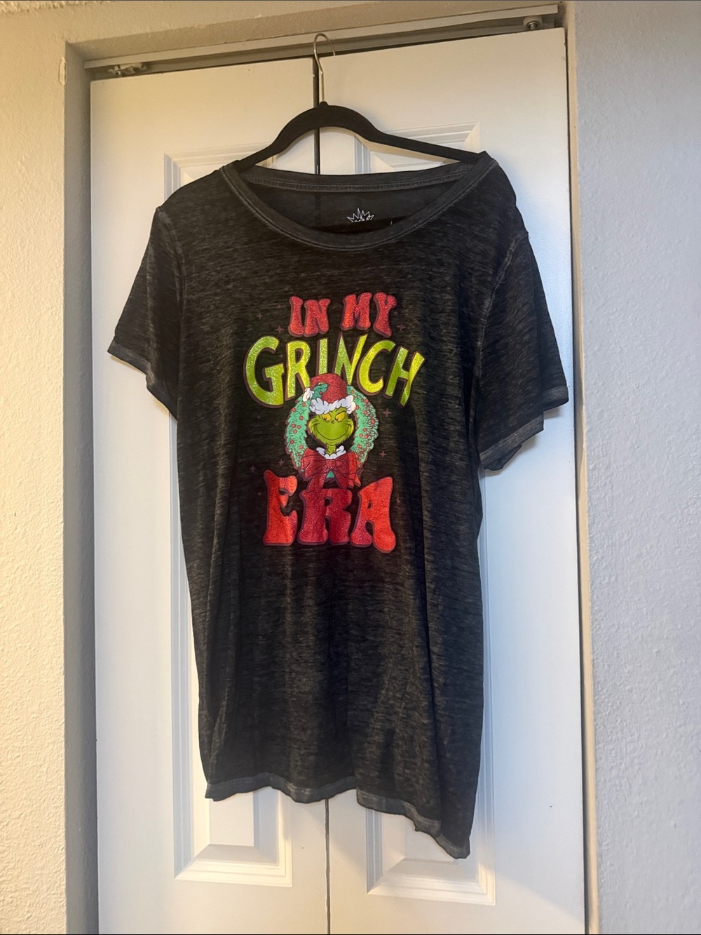 Women's Black 'In My Grinch Era' Short Sleeve Graphic Tee